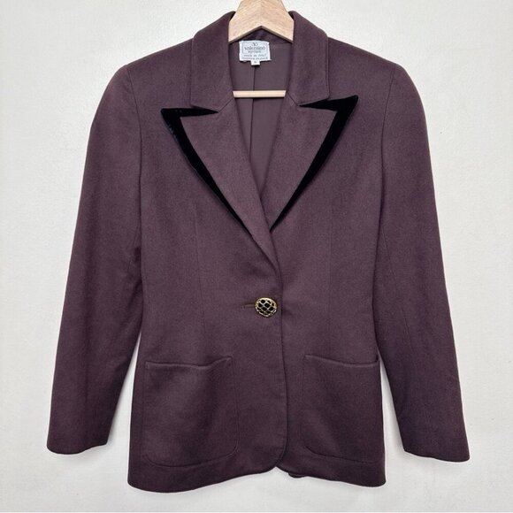 Valentino Womens 6 Felt Goldtone Button Patch Pocket Blazer Made In Italy - Picture 4 of 16